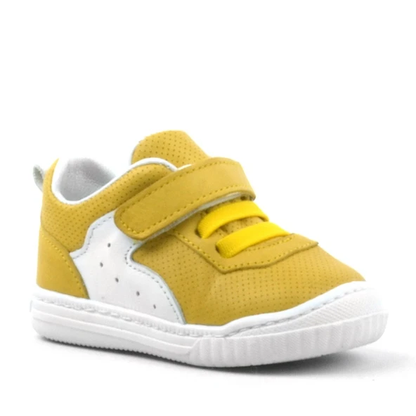 Rakerplus Pup Hakiki Deri Sarı Cırtlı Lastikli Bebek Sneaker ürün görseli 1