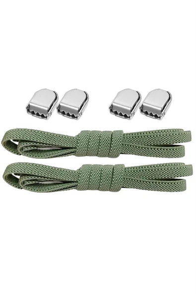 Akıllı Kilitli Ayarlanabilir Haki Yeşil 6 MM Lastik Pratik Bağcık 1 Çift ürün görseli 1