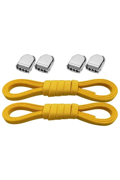 Akıllı Kilitli Ayarlanabilir Sarı 6 MM Lastik Pratik Bağcık 1 Çift ürün görseli 1