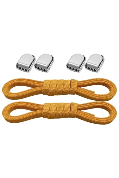Akıllı Kilitli Ayarlanabilir 1 Çift Hardal Sarı 6 MM Lastik Pratik Bağcık ürün görseli 1