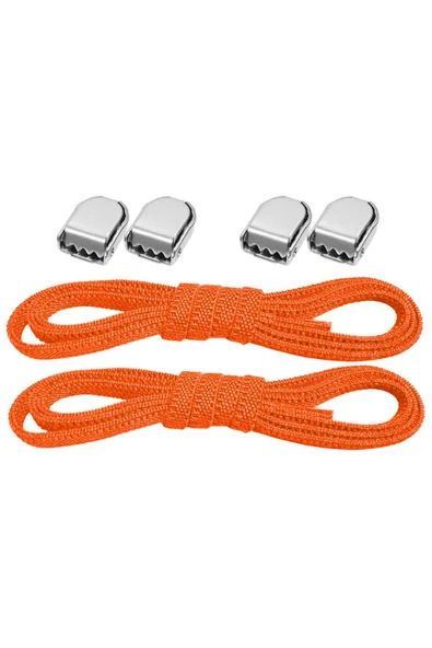 Akıllı Kilitli Ayarlanabilir 1 Çift Turuncu Neon 6 MM Lastik Pratik Bağcık ürün görseli 1