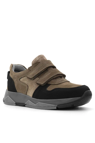 Rakerplus Hakiki Deri Kahverengi Siyah Çocuk Sneakers Spor Ayakkabı ürün görseli 1
