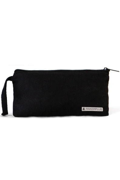 Rakerplus Siyah 21x10 cm Fermuarlı Gabardin Kumaş Kalemlik ürün görseli 1