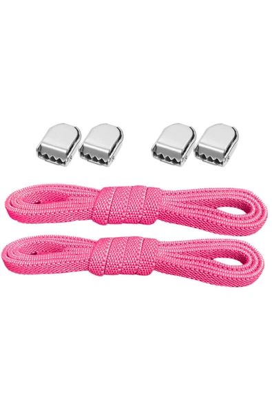 Akıllı Kilitli Ayarlanabilir 1 Çift Fuşya Pembe 6 MM Lastik Pratik Bağcık ürün görseli 1