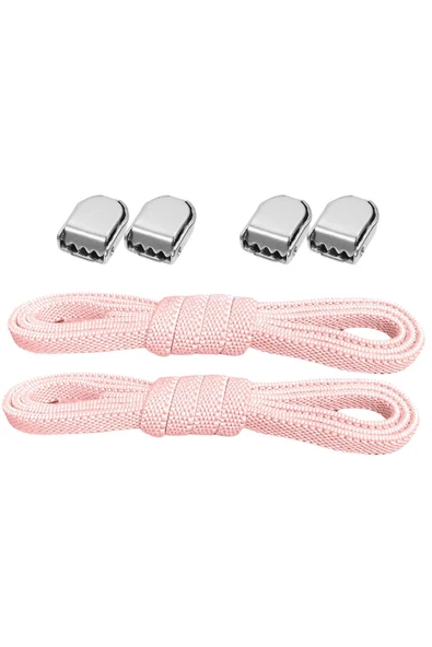 Akıllı Kilitli Ayarlanabilir 1 Çift Pembe 6 MM Lastik Pratik Bağcık ürün görseli 1