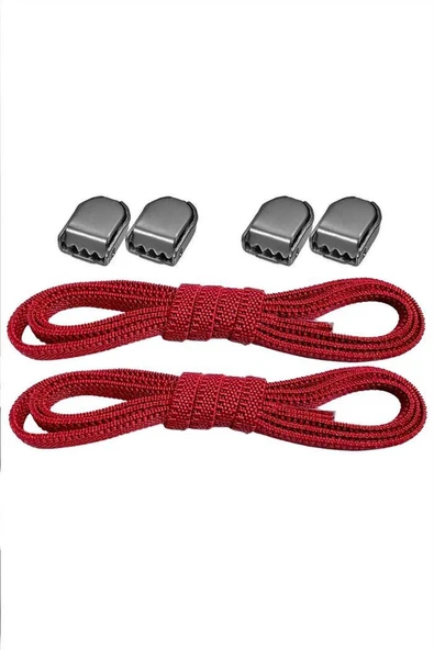 Akıllı Kilitli Ayarlanabilir 1 Çift Kırmızı 6 MM Lastik Pratik Bağcık ürün görseli 1
