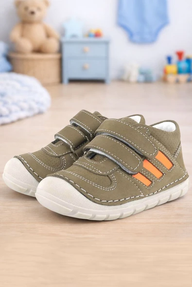 Rakerplus Grizzy Hakiki Deri Haki İlk Adım Unisex Bebek Ayakkabısı ürün görseli 1