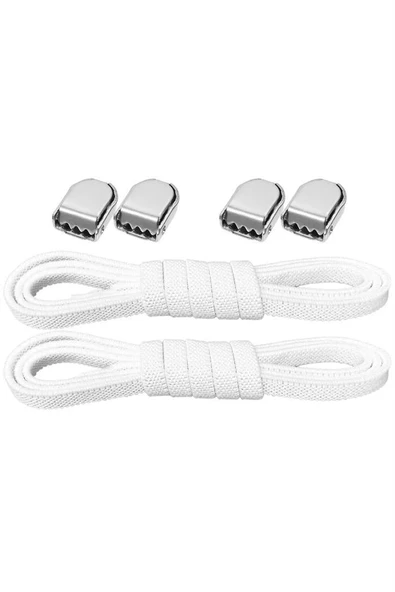 Akıllı Kilitli Ayarlanabilir Beyaz 6 MM Lastik Pratik Bağcık 1 Çift ürün görseli 1