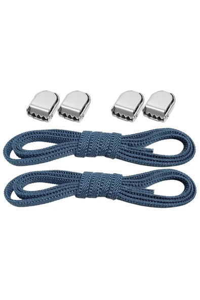 Akıllı Kilitli Ayarlanabilir Lacivert 6 MM Lastik Pratik Bağcık 1 Çift ürün görseli 1