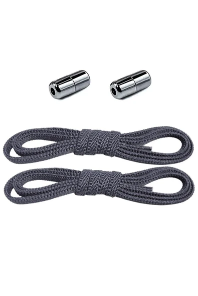Ayarlanabilir 1 Çift Koyu Gri Vidalı Kapsül Uçlu 6 MM Lastik Pratik Bağcık ürün görseli 1