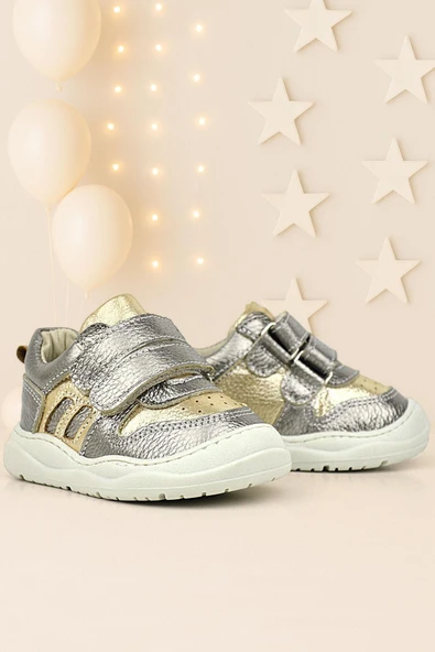 Rakerplus Schaggy Hakiki Deri Gold Bebek Spor Ayakkabı ürün görseli 1