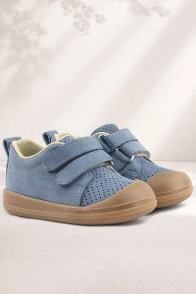 Rakerplus Sonic Hakiki Deri Gri Cırtlı Anatomik Bebek Spor Ayakkabı Sneaker ürün görseli 1