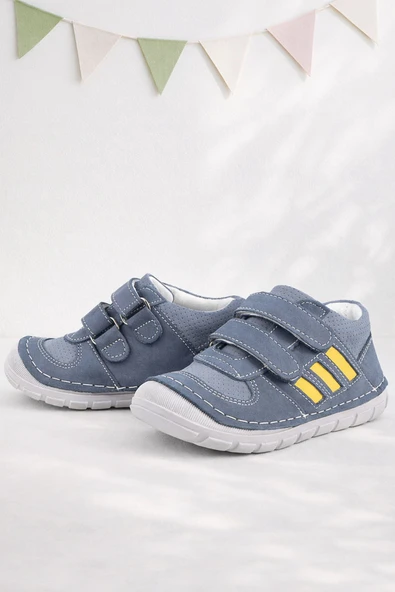 Rakerplus Grizzy Hakiki Deri Gri İlk Adım Unisex Bebek Ayakkabısı ürün görseli 1