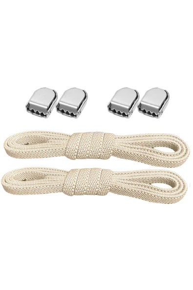 Akıllı Kilitli Ayarlanabilir 1 Çift Bej 6 MM Lastik Pratik Bağcık ürün görseli 1