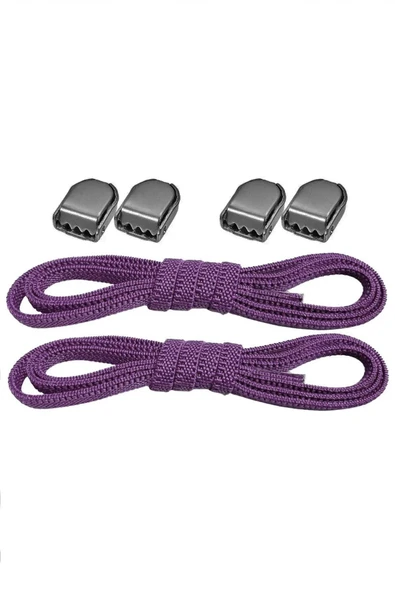 Akıllı Kilitli Ayarlanabilir 1 Çift Mor 6 MM Lastik Pratik Bağcık ürün görseli 1