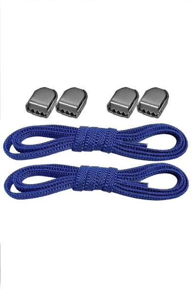 Akıllı Kilitli Ayarlanabilir 1 Çift Saks Mavisi 6 MM Lastik Pratik Bağcık ürün görseli 1