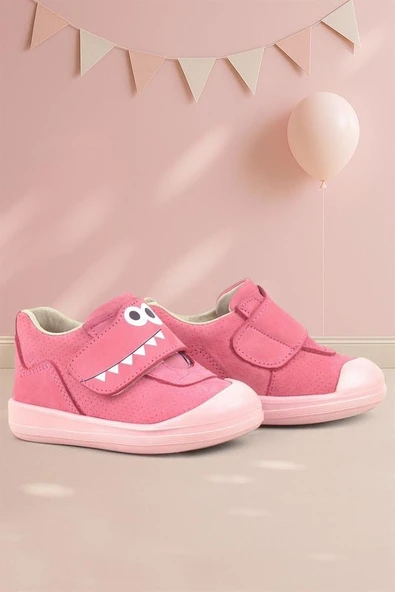 Rakerplus Dino Hakiki Deri Pembe Yüksek Bilekli Bebek Ayakkabı ürün görseli 1