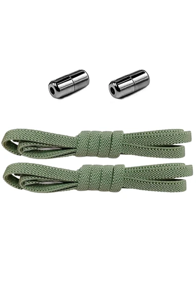 Ayarlanabilir 1 Çift Haki Yeşil Vidalı Kapsül Uçlu 6 MM Lastik Pratik Bağcık ürün görseli 1