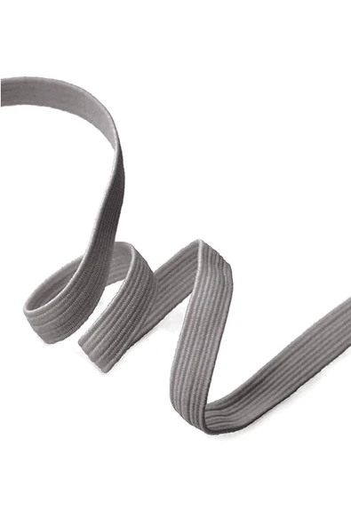 Koyu Gri 20 mm 5 mt Dayanıklı Sert Yassı Elastik Şerit Lastik ürün görseli 1