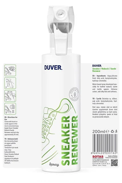 Duver Süet Ve Nubuk Ayakkabı Yenileyici Sprey 200 Ml ürün görseli 1