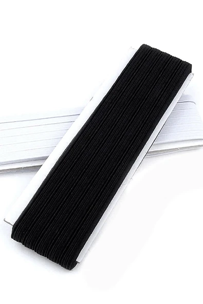 Siyah 6 mm 5 mt Dayanıklı Sert Yassı Elastik Şerit Lastik - Resim 5
