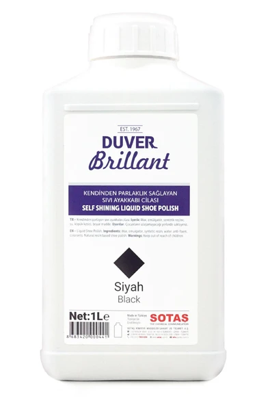 Duver Brillant 1 Litre Siyah Kendinden Parlaklık Sağlayan Sıvı Ayakkabı Cilası ürün görseli 1
