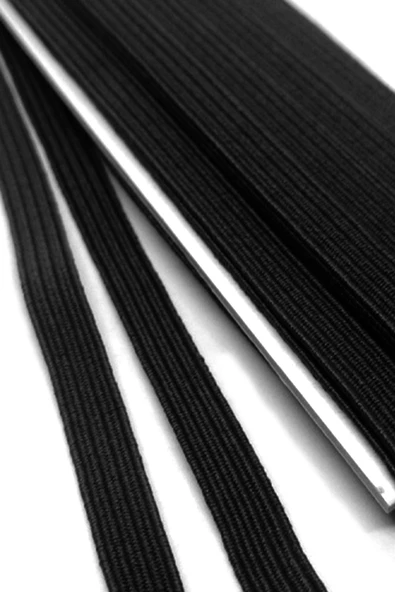 Siyah 6 mm 5 mt Dayanıklı Sert Yassı Elastik Şerit Lastik - Resim 2