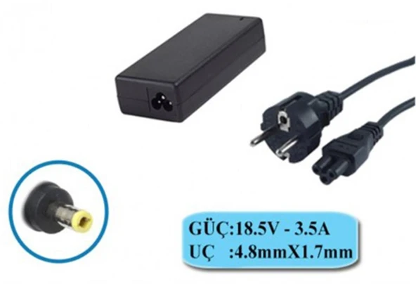Compaxe CLH-306 Hp 65W 18.5V 3.5A 4.8-1.7 Notebook Adaptörü ürün görseli 1