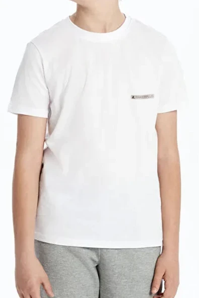 Rakerplus Beyaz %100 Pamuk Unisex Kısa Kollu Çocuk Tişört ürün görseli 1