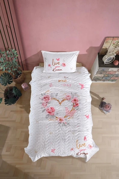 Clasy Ranforce %100 Pamuk Tek Kişilik Dört Mevsim Set Dream V1 Bej ürün görseli 1