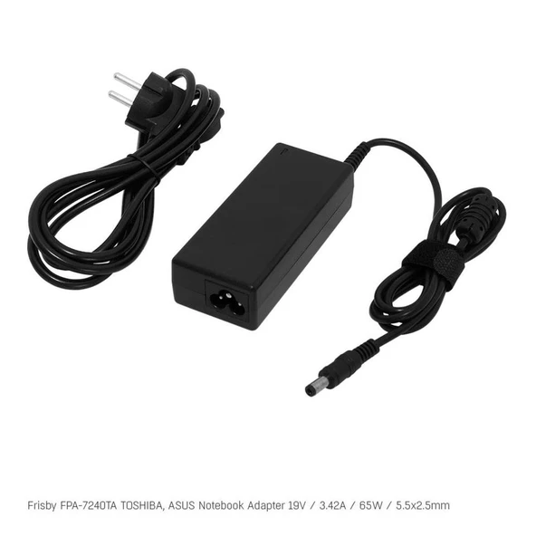 Frisby FPA-7240TA Notebook Adaptör (Toshiba, Asus) 19V 3.42A (Uç Boyutu : 5.5 x 2.5mm) ürün görseli 1