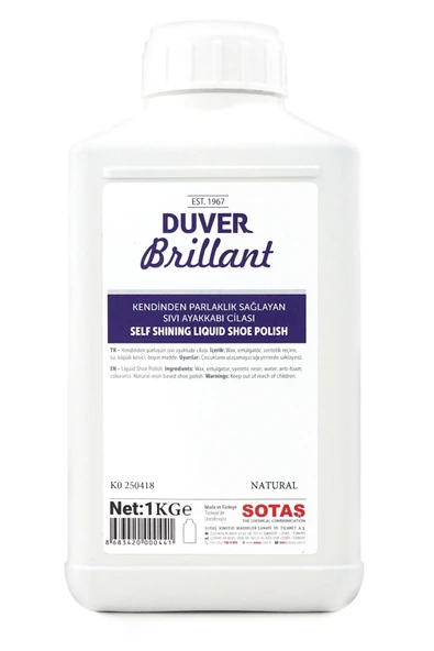 Duver Brillant 1 Kg Kendinden Parlaklık Sağlayan Natural Renk Sıvı Ayakkabı Cilası ürün görseli 1