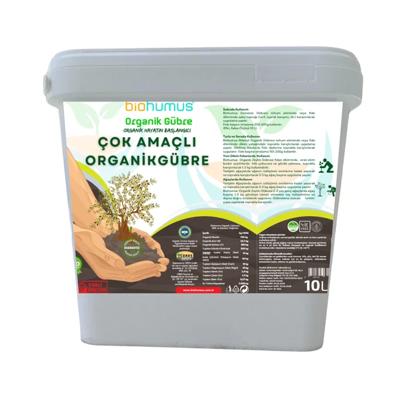 Biohumus Organik Gübre Bitki Besin Gübresi 10 Litre,% 35 Humik Fulvik Asit,%6 Organik NPK,%70 Organik Madde, Kokusuz, Uluslarası Organik Sertifikalı, Bitki Besleyici, Kök Geliştirici ürün görseli 1