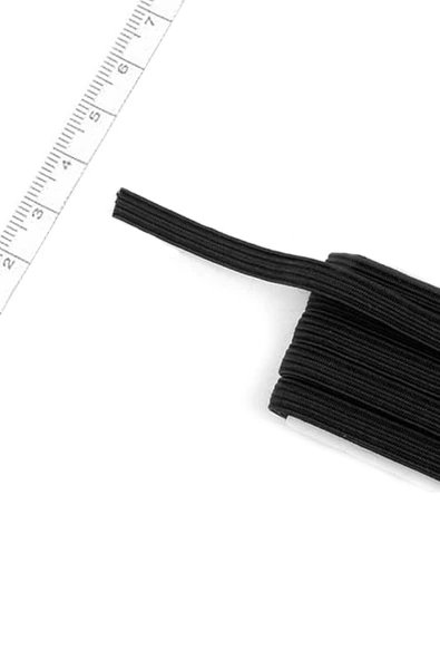 Siyah 6 mm 5 mt Dayanıklı Sert Yassı Elastik Şerit Lastik - Resim 4