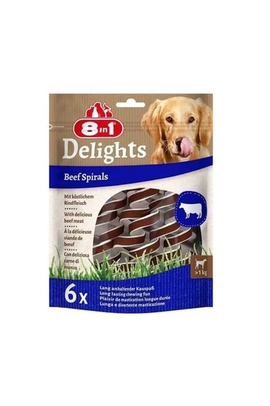 8in1  Delights Smart Spirals Biftekli Burgu Köpek Ödülü 6 Adet ürün görseli 1
