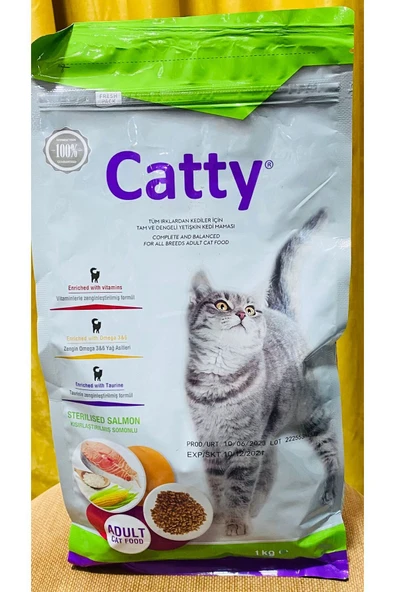 Catty kısır somonlu kedi maması 1kg açık vakum poşetli ürün görseli 1