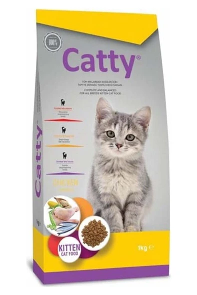 Orqinel  Catty Tavuklu Yavru Kedi Maması 1 kg açık vakum poşet ürün görseli 1