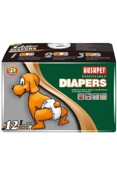 Hushpet  Köpek Alt Tuvalet Bezi 12 Adet L Hush Pet Diapers Large 12'li Köpek Bezi ürün görseli 1