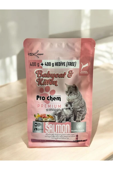 Pro Chem  Babycat and Kitten 400 g+ 400 g Hediye (Somonlu Yavru Kedi Maması) ürün görseli 1