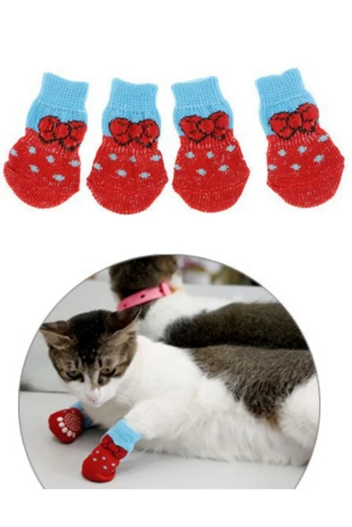 PET SOCKS KEDİ KÖPEK KAYDIRMAZ ÖRME ÇORAP L/M BEDEN karışık renk ürün görseli 1