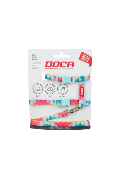 DOCA  Premium Rainbow Kedi Köpek ve Tavşan Göğüs Tasması ürün görseli 1