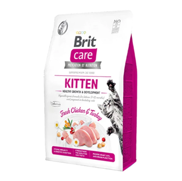 Brit Care Hypoallergenic Tavuklu Ve Hindili Tahılsız Yavru Kedi Maması 2 Kg ürün görseli 1