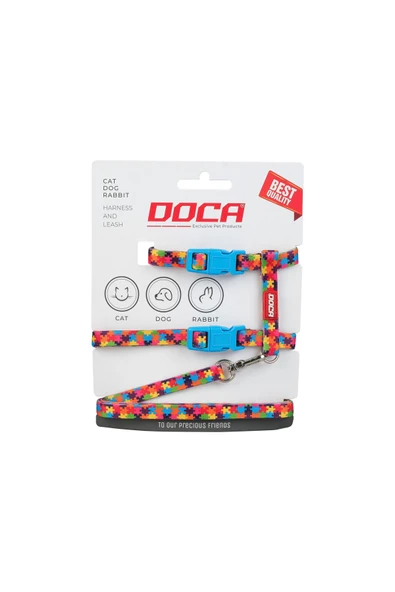 DOCA  Premium Puzzle Kedi Köpek ve Tavşan Göğüs Tasması ürün görseli 1