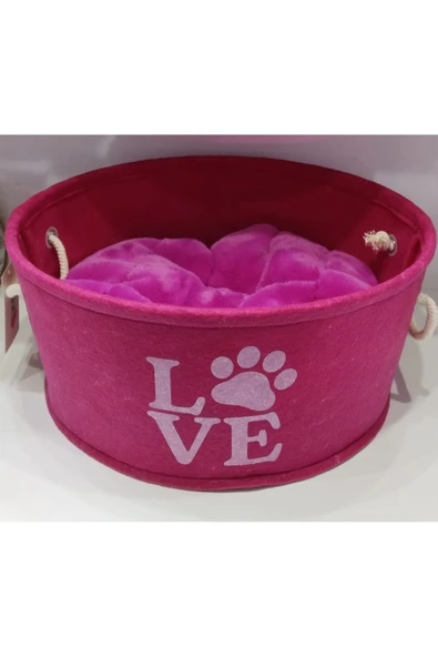 İmparator  Keçe Kedi Köpek Yatak Love Pembe 18 Cm Yukseklik - 63 Cm Genişlik ürün görseli 1