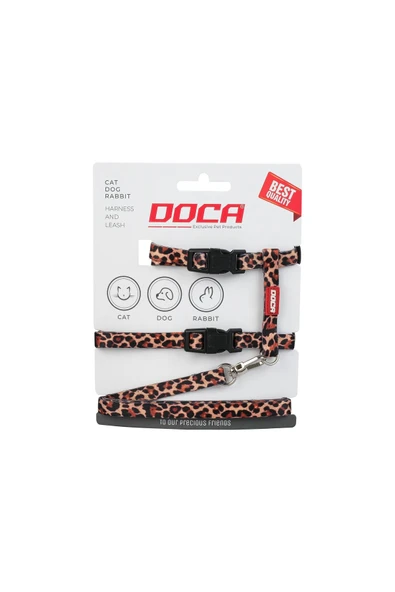 DOCA  Premium Leopard Kedi Köpek ve Tavşan Göğüs Tasması ürün görseli 1