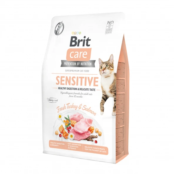 Brit Care Sensitive Hypoallergenic Hindili Ve Somonlu Tahılsız Yetişkin Kedi Maması 2 Kg ürün görseli 1
