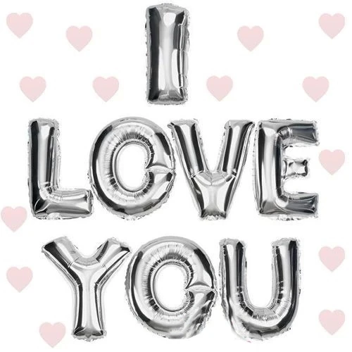 Mey İthalat® I Love You Folyo Balon Gümüş Renk 35 CM ürün görseli 1