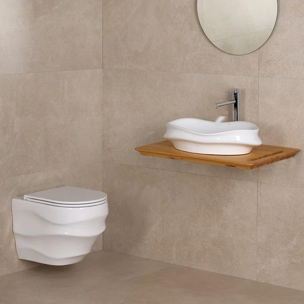 LENA TEZGAHÜSTÜ LAVABO (BEYAZ) E-W3000 - Resim 2