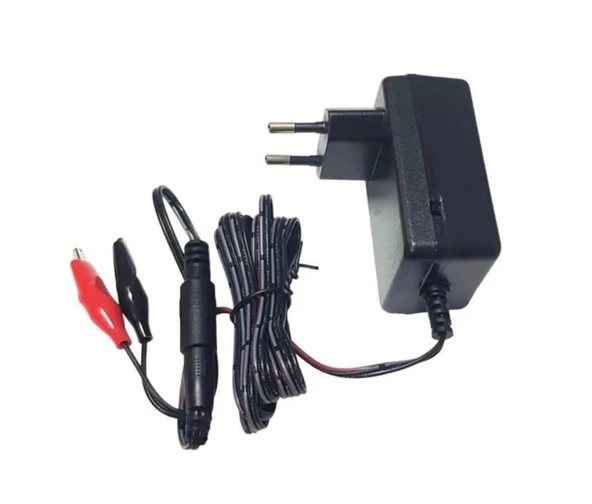 MERVESAN 6v / 12v 1A Akü Şarj Adaptörü 5.5x2.5mm Jaklı + Maşa Kıskaçlı (6 Volt 12 Volt 1 Amper 1000mA) ürün görseli 1