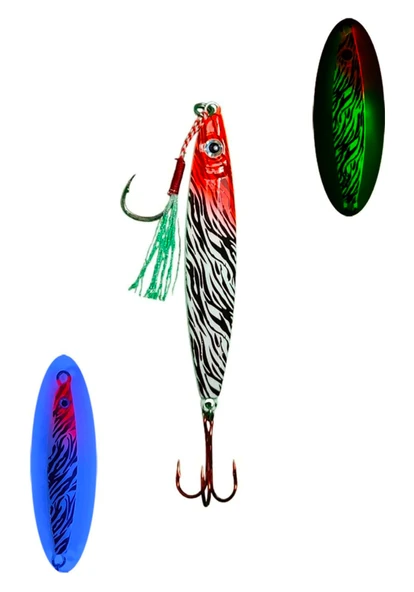 Sardin 60g - Sahte Yem Kaşık Rapala - Levrek, Palamut, Lüfer, Çinekop, Turna Jig Yemi -zebra Glow ürün görseli 1